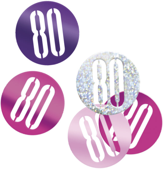 Coriandoli da tavola 80 anni rosa 14gr