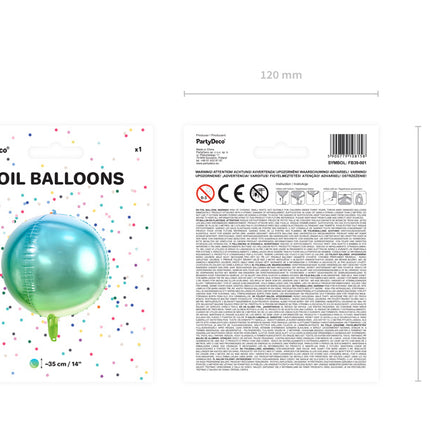 Palloncino a elio rotondo blu verde vuoto 35 cm
