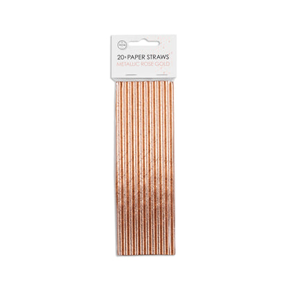 Cannucce di carta oro rosa metallizzato 19,7 cm 20 pezzi
