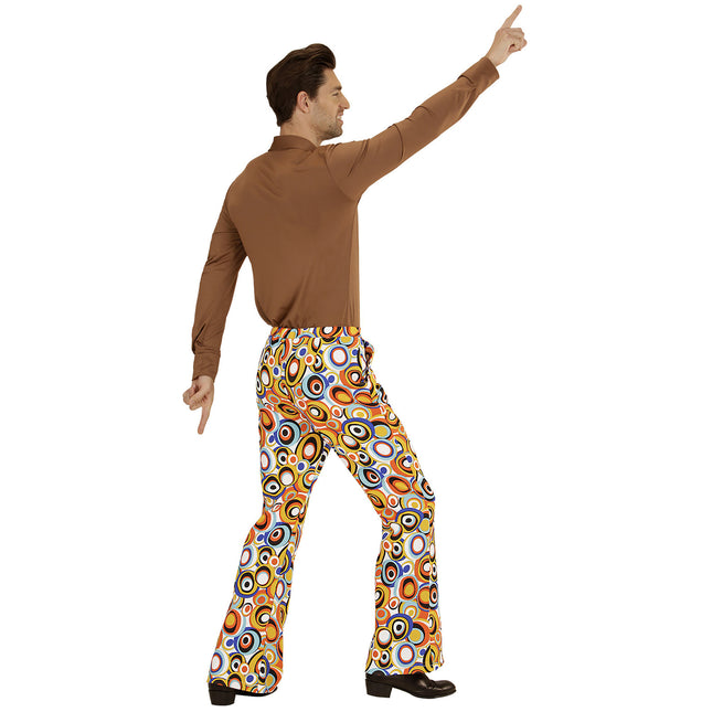 Pantaloni Disco 70S Arancione Uomo Circles