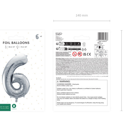 Palloncino a 6 anni Silver vuoto 72 cm