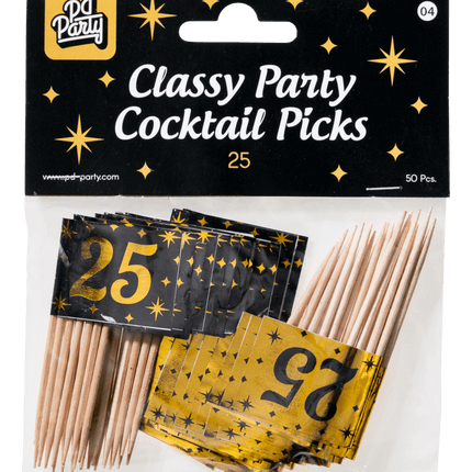 Bastoncini da cocktail 25 anni 6,5 cm 50 pezzi