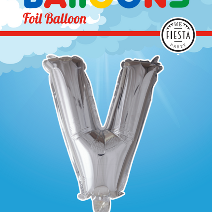 Palloncino in foil Lettera V Argento XL 102cm vuoto