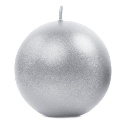 Candele a sfera argento metallizzato 8cm 6pz