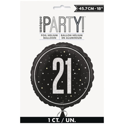 Palloncino a elio 21 anni nero vuoto 45 cm
