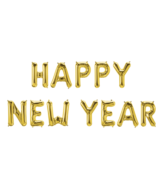 Set di palloncini dorati Happy New Year 1,9m