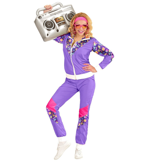 Tuta da ginnastica Neon 80S Viola difettosa