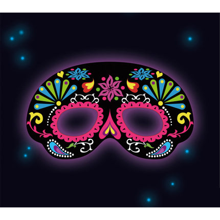 Maschera Dia De Los Muertos che brilla nel buio 19cm