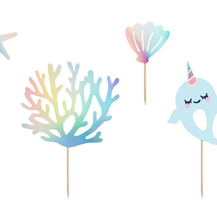 Cake topper Creature marine 15,5 cm 4 pezzi