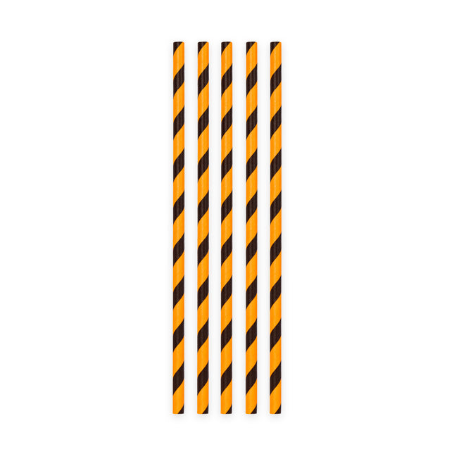 Cannucce di carta a righe arancioni/nere 19,7 cm 20 pezzi