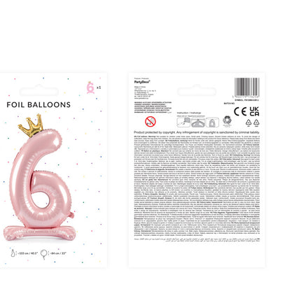 Palloncino Foil Figura 6 Rosa Chiaro Standard Vuoto 84cm