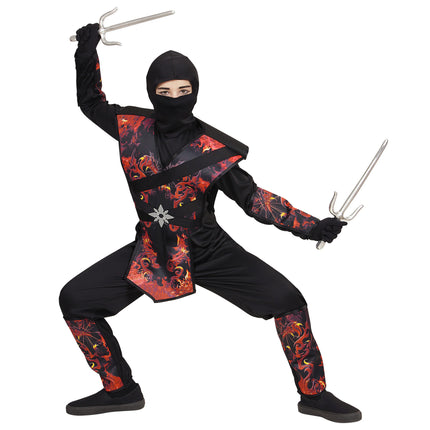 Costume da Ninja Nero Rosso Ragazzo