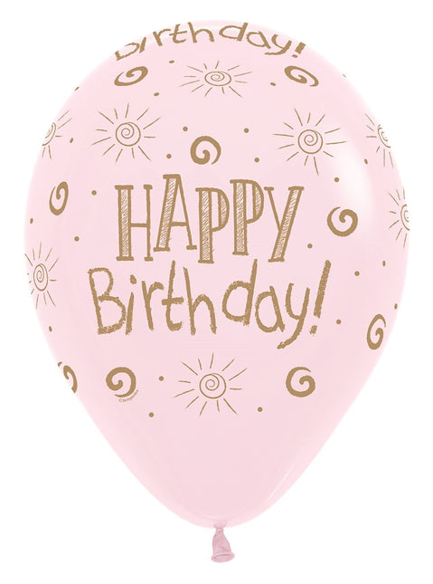Palloncini Happy Birthday Sun Pastel Matte Mix 30cm 25pz