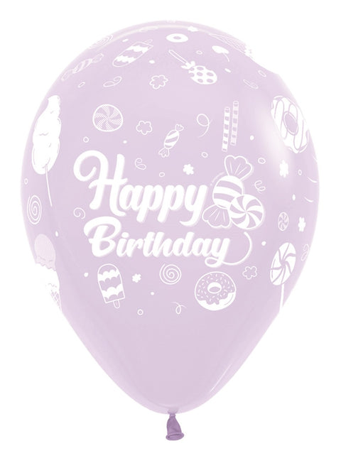 Palloncini Happy Birthday Sweet Pastel Matte Mix 30cm 25pz