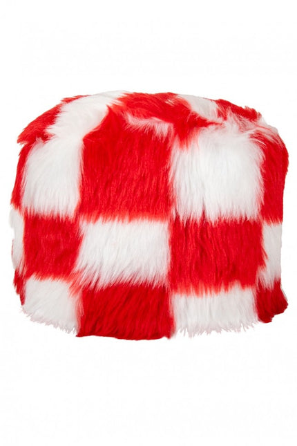 Cappello di pelliccia Rosso Bianco Bloccato