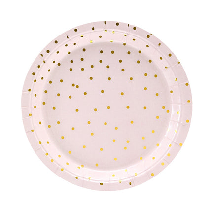 Piatti rosa a pois dorati 18 cm 6 pezzi