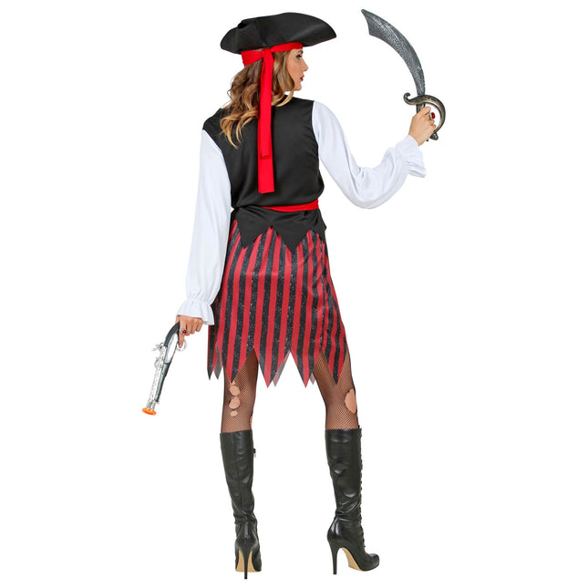 Abito da pirata rosso bianco nero da donna