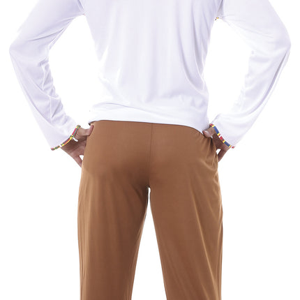Costume Hippie 60S Uomo Marrone Bianco