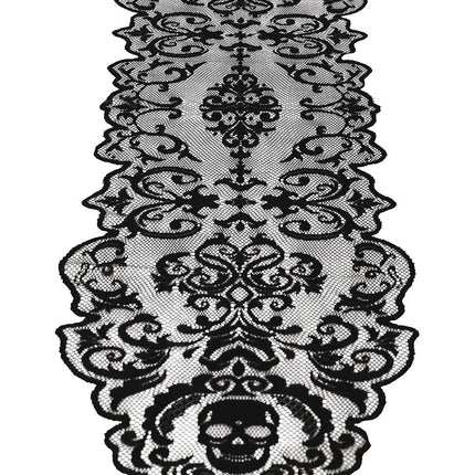Tovaglia di Halloween nera in pizzo 180cm