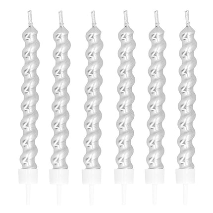 Candele d'argento su supporto 6 pezzi