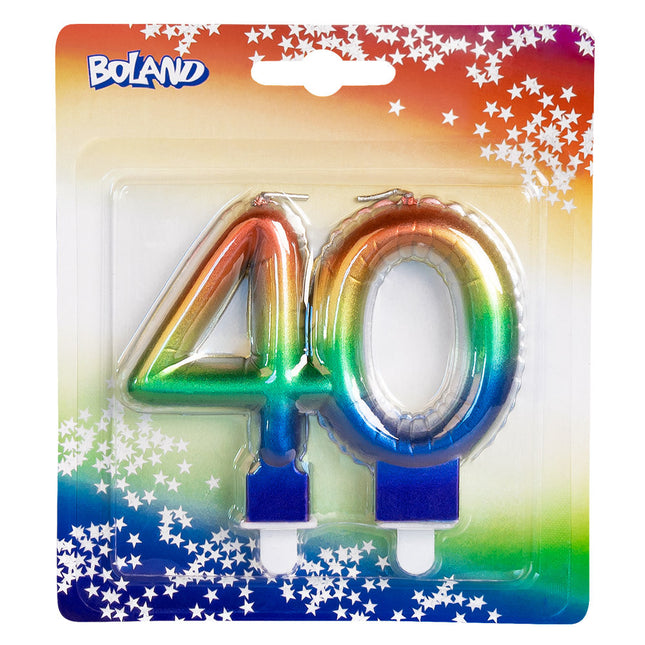 Candela arcobaleno 40 anni 8 cm