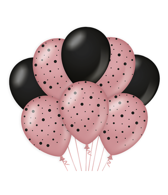 Palloncini oro rosa nero 30cm 6pz