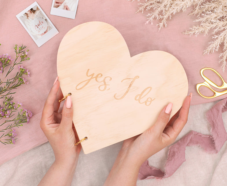 Libro degli ospiti Cuore Yes I Do Wood