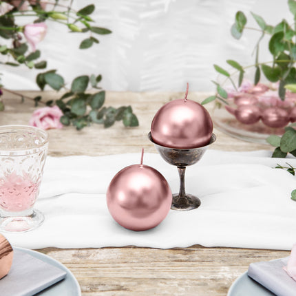 Candele Globo Oro Rosa Metallizzato 8cm 6pz