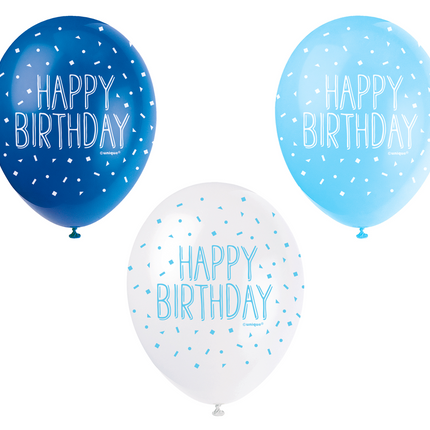 Palloncini Buon Compleanno Coriandoli Blu 30cm 5pz