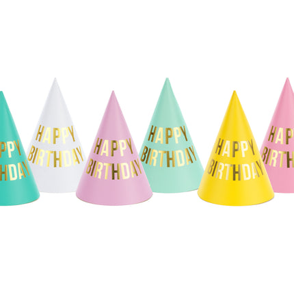 Cappelli per feste di buon compleanno 16 cm 6 pezzi