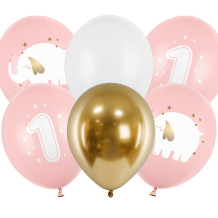 Palloncini 1 Anno Mix Rosa 30cm 6pz