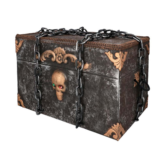 Bambola di Halloween Pirata Forziere con movimento, luci e suoni 50 cm