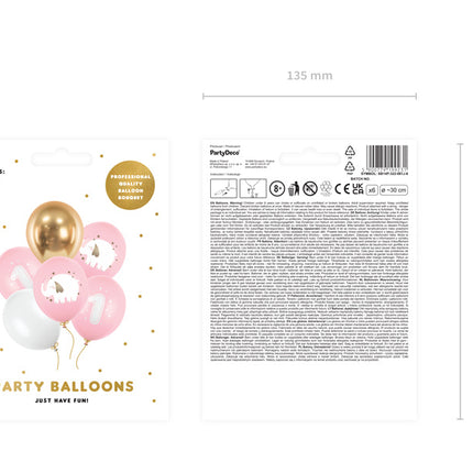 Palloncini 1 Anno Mix Rosa 30cm 6pz