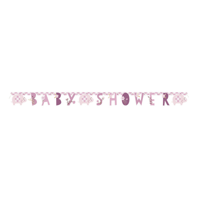 Ghirlanda di lettere di nascita Baby Shower Rosa 1,65m