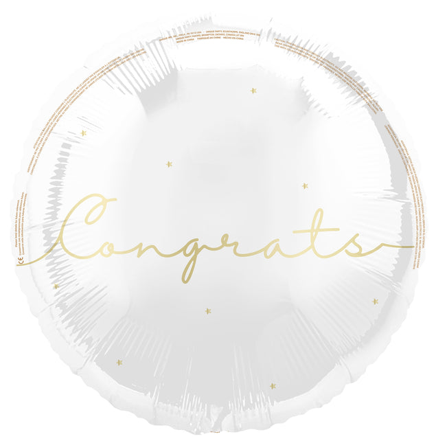 Palloncino ad elio Congratulazioni Oro Bianco 45cm