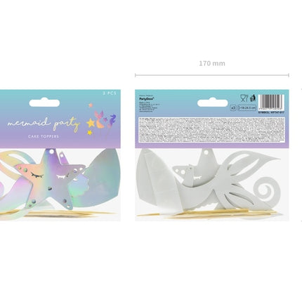 Set di cake topper a forma di sirena 3 pezzi