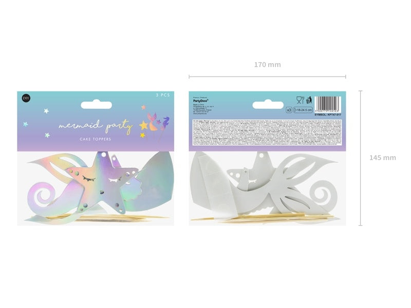Set di cake topper a forma di sirena 3 pezzi