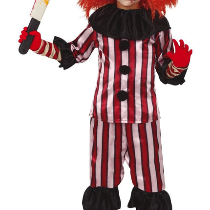 Costume di Halloween da clown bambino rosso/bianco