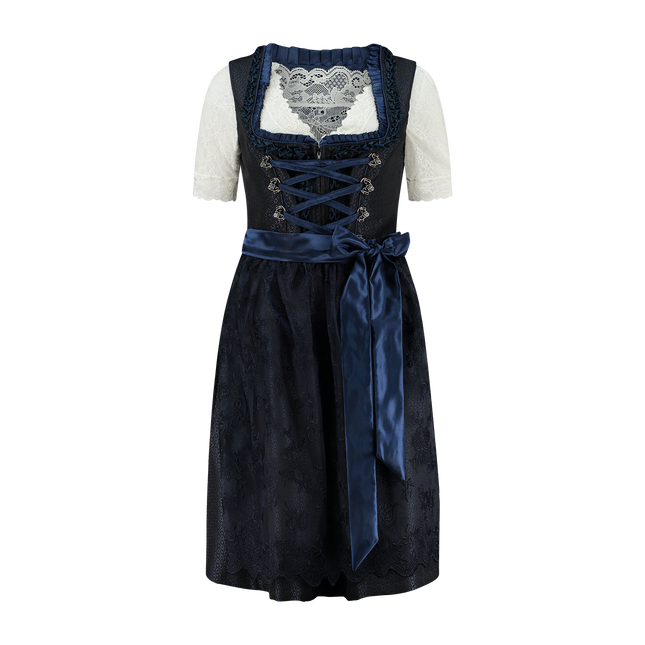Abito Dirndl blu scuro Oktoberfest Donna 2 Pezzi