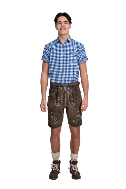 Lederhose marroni da uomo corte e vintage