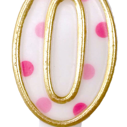 Candela 0 Anno Puntini Rosa 8,5 cm