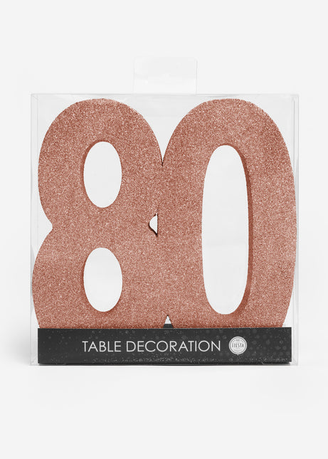 Figura di decorazione da tavolo oro rosa 80 glitter 20,5 cm