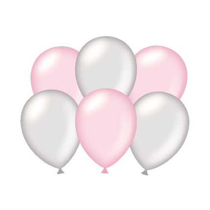 Palloncini argento/rosa 30cm 6pz