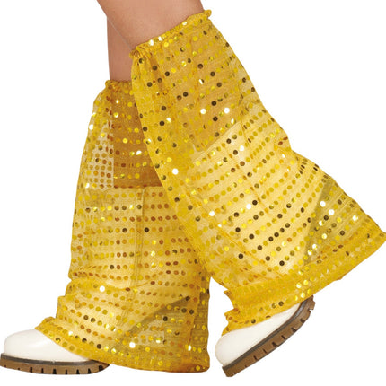 Scaldamuscoli dorati con paillettes e organza