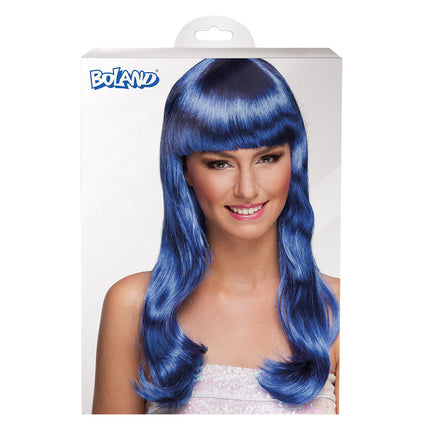 Parrucca capelli lunghi blu