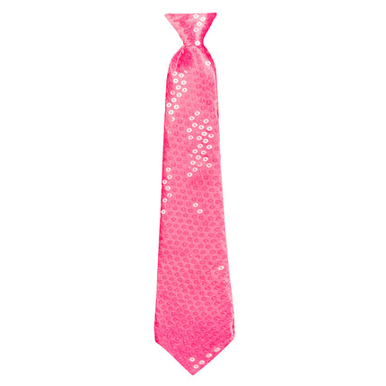 Cravatta rosa con paillettes 40 cm