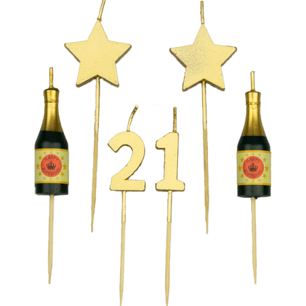 Candele 21 anni Champagne 17,5 cm