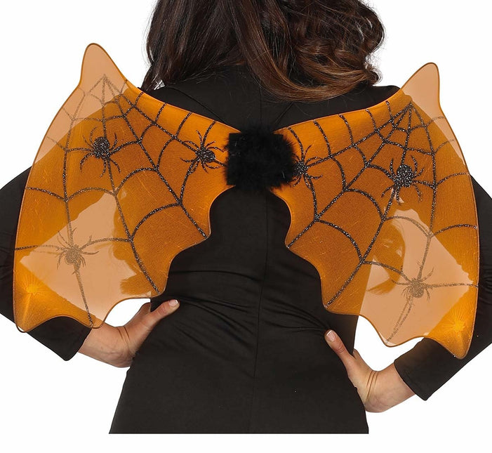 Pipistrello arancione con ali di Halloween 60 cm