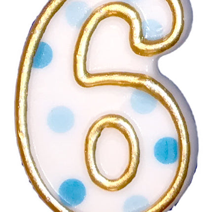 Candela 6 anni a pois blu 8,5 cm