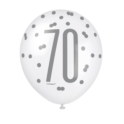 Palloncini 70 anni a pois 30cm 6pz
